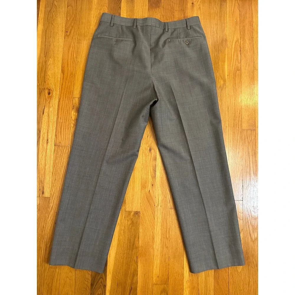 Zanella Nordstrom Todd Grey Wool Dress Pants Mens 33 Flat Front Made in Italy